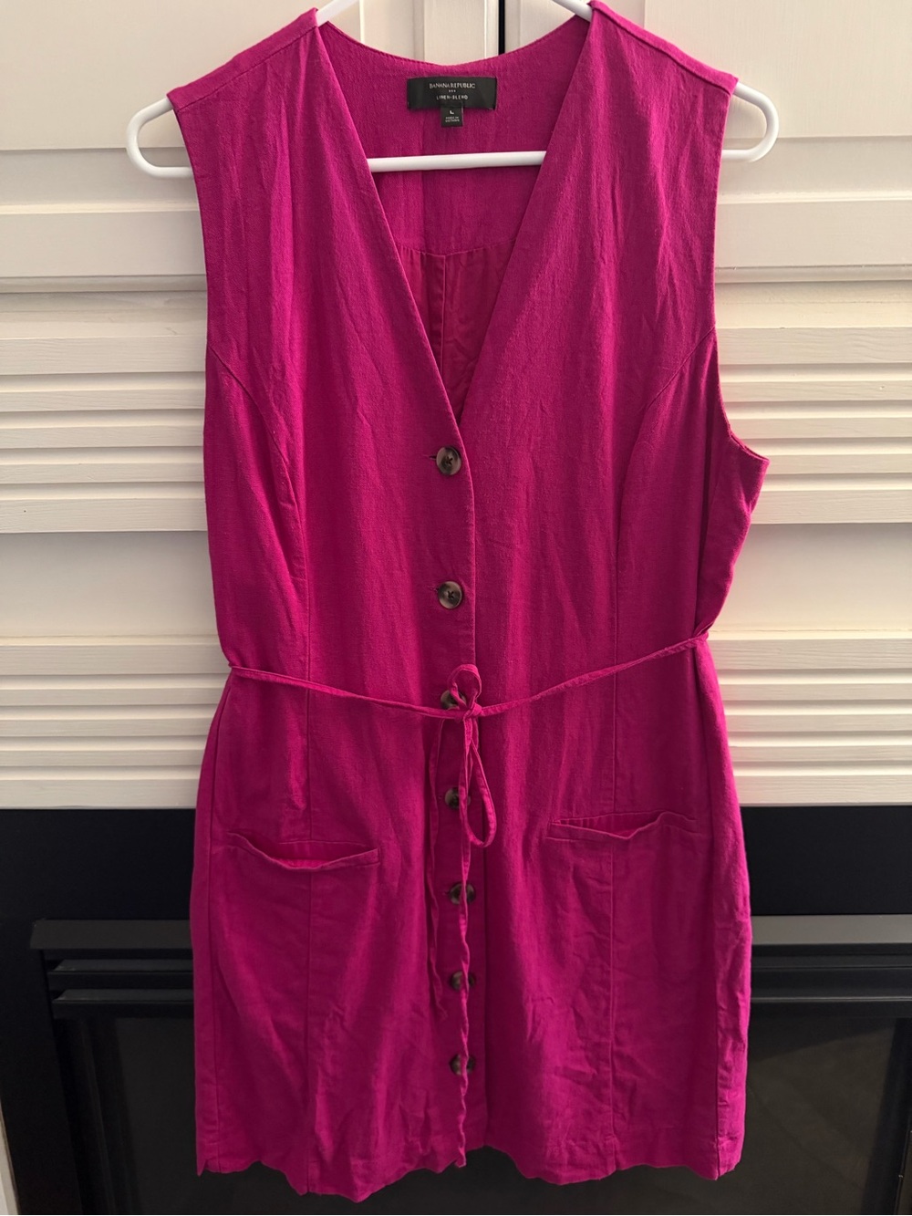 Banana Republic Fuchsia Button-Front Mini Dress